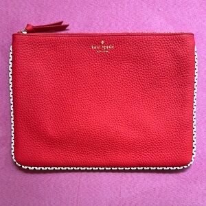 Kate Spade Red Clutch with Beaded Trim